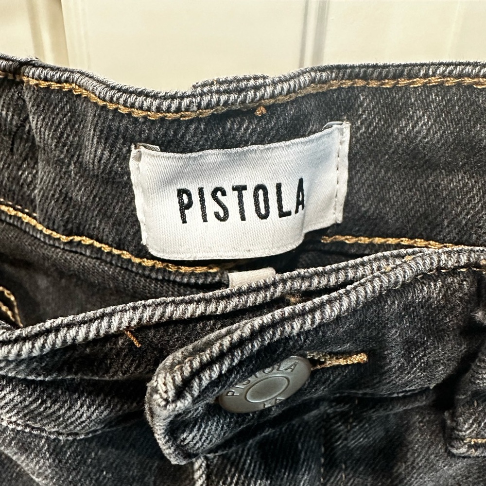 Pistola Black 90s Grunge Acid Wash Cropped Jeans - Picture 7 of 11